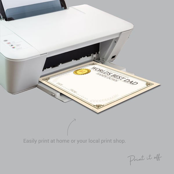 Dad Certificate / Handprint Art / World's Best Dad Hands Down / Handprint Craft DIY Card / Father's Day Birthday Gift / Printable Print 0003