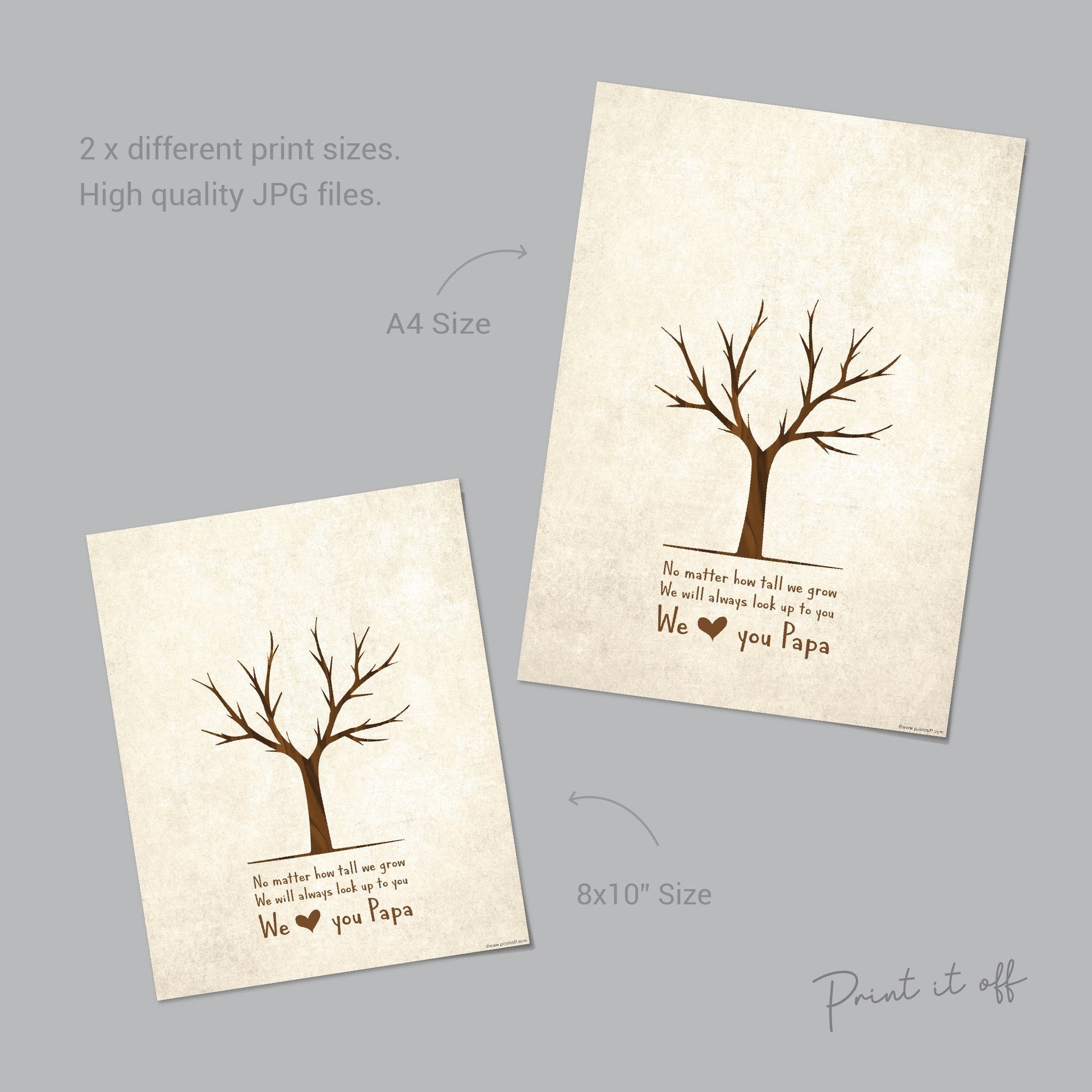 No Matter How Tall We Grow / Love you Papa Tree / Father's Day Dad / Handprint Art / Kids Baby Toddler / Keepsake Craft DIY Card Print 0242