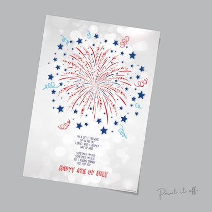 Firework Handprint Art Craft / Happy 4th of July Independence Day USA America American / Child Kids Baby Toddler / Print It Off