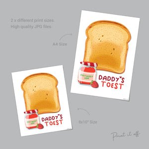 Daddy's Toest Footberry Jam / Toast / Father's Day Birthday Dad / Footprint Art / Kids Baby Toddler / Keepsake Craft DIY Card Print 0224