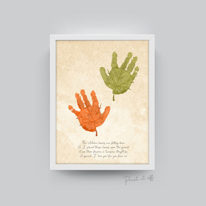 Autumn Poem / Handprint Art / Leaves Leafs Season / Thanksgiving / Child Kids Baby Toddler / Keepsake Gift Craft Art Print DIY 0256