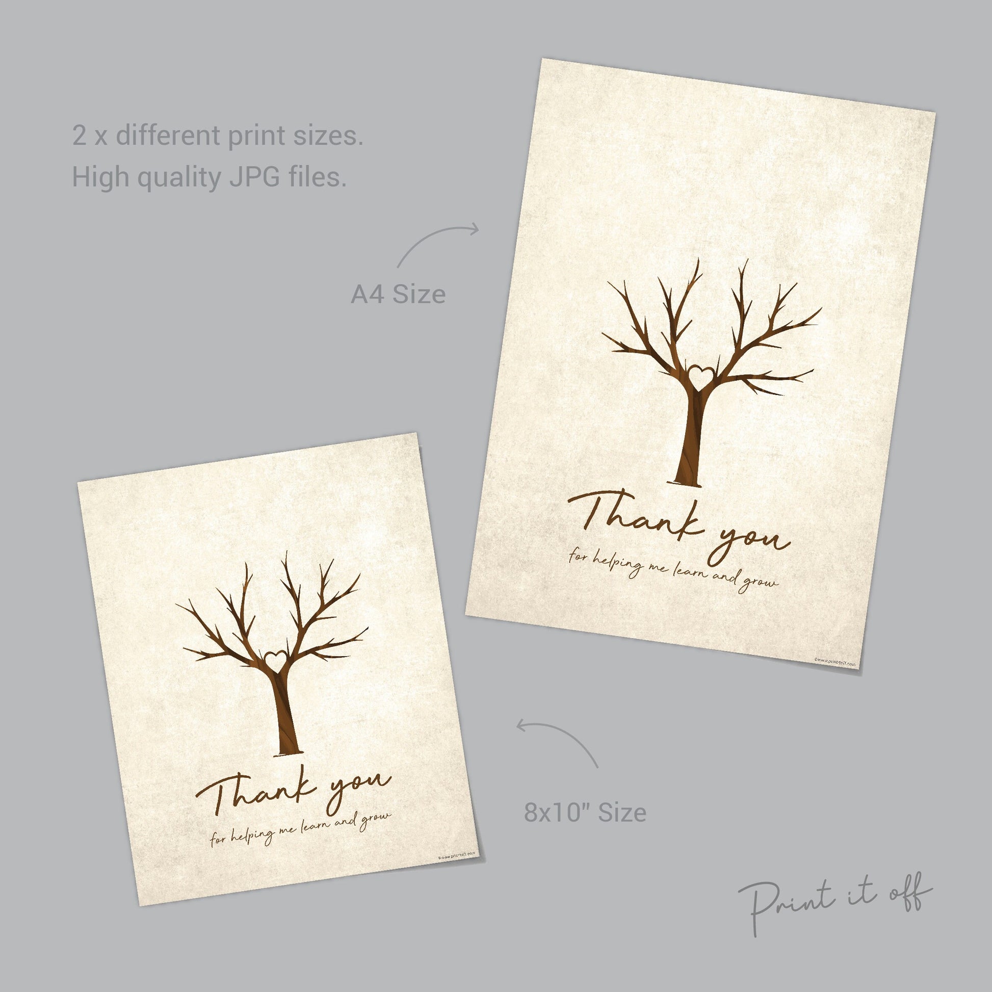 Thank You For Helping Me Learn And Grow / Handprint Art Tree / Kids Baby Toddler / Teacher Appreciation Gift / Keepsake Craft DIY Card Print