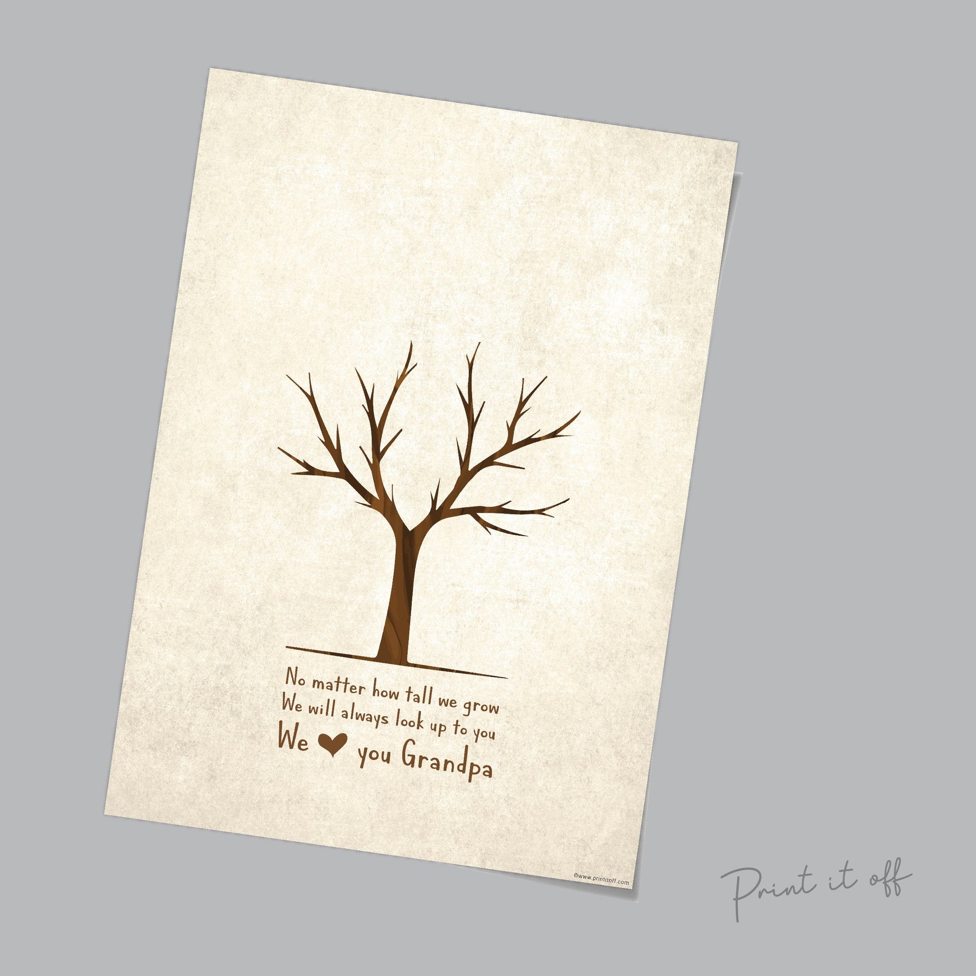 No Matter How Tall We Grow / Love you Grandpa Tree / Father's Day Grandad / Handprint Art / Kids Baby Toddler / Keepsake Craft DIY Card 0254