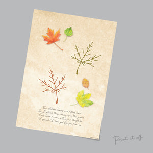 Autumn Poem / Handprint Art / Leaves Leafs Season / Thanksgiving / Kids Baby Toddler / Keepsake Gift Craft Art Print DIY 0275