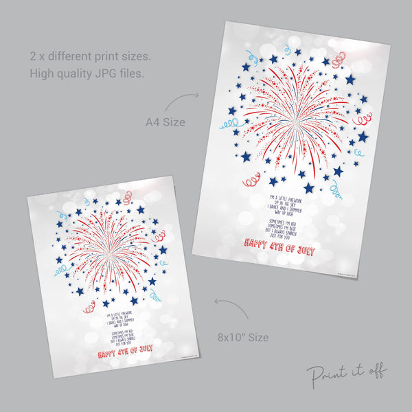Firework Handprint Art Craft / Happy 4th of July Independence Day USA America American / Child Kids Baby Toddler / Print It Off
