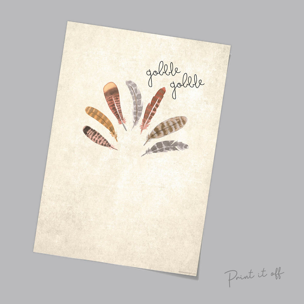 Turkey / Gobble Gobble / Footprint Handprint DIY Paint Art Craft / Thanksgiving Decor / Kids Baby Keepsake Memory / Print Download Card 0012