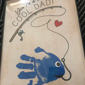 Your a Reel Cool Dad / Fish Hand Handprint Art / Father's Day Birthday Dad Daddy / Kids Baby Toddler / Keepsake Craft DIY Card Print 0230