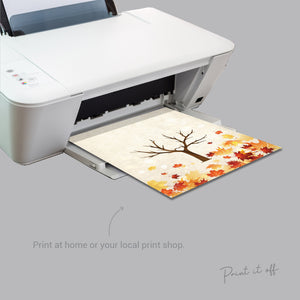 Autumn Tree / Handprint Art / Leaves Leafs Season / Thanksgiving / Child Kids Baby Toddler / DIY Memory Keepsake Craft Art Print Decor 0281