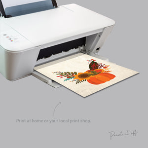 Pumpkin Flower Handprint Art / Autumn Thanksgiving / Child Kids Baby Toddler / DIY Memory Keepsake Craft Art Print Decor Decoration 0282