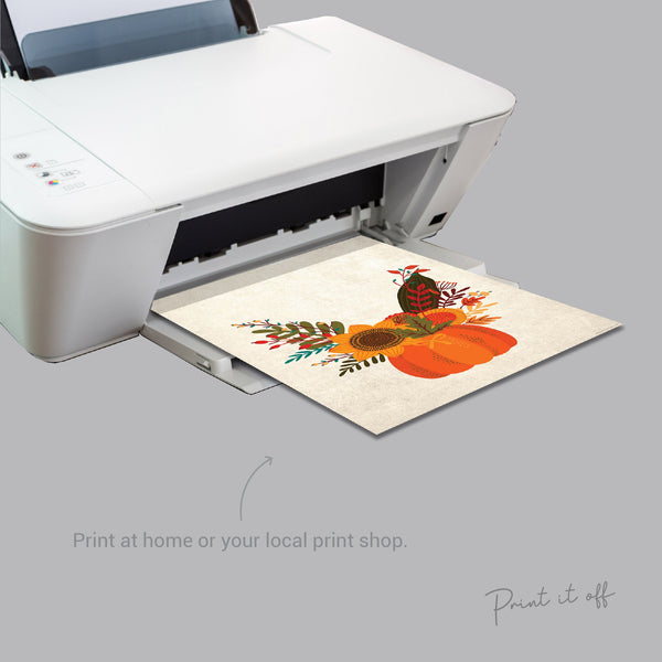 Pumpkin Flower Handprint Art / Autumn Thanksgiving / Child Kids Baby Toddler / DIY Memory Keepsake Craft Art Print Decor Decoration 0282