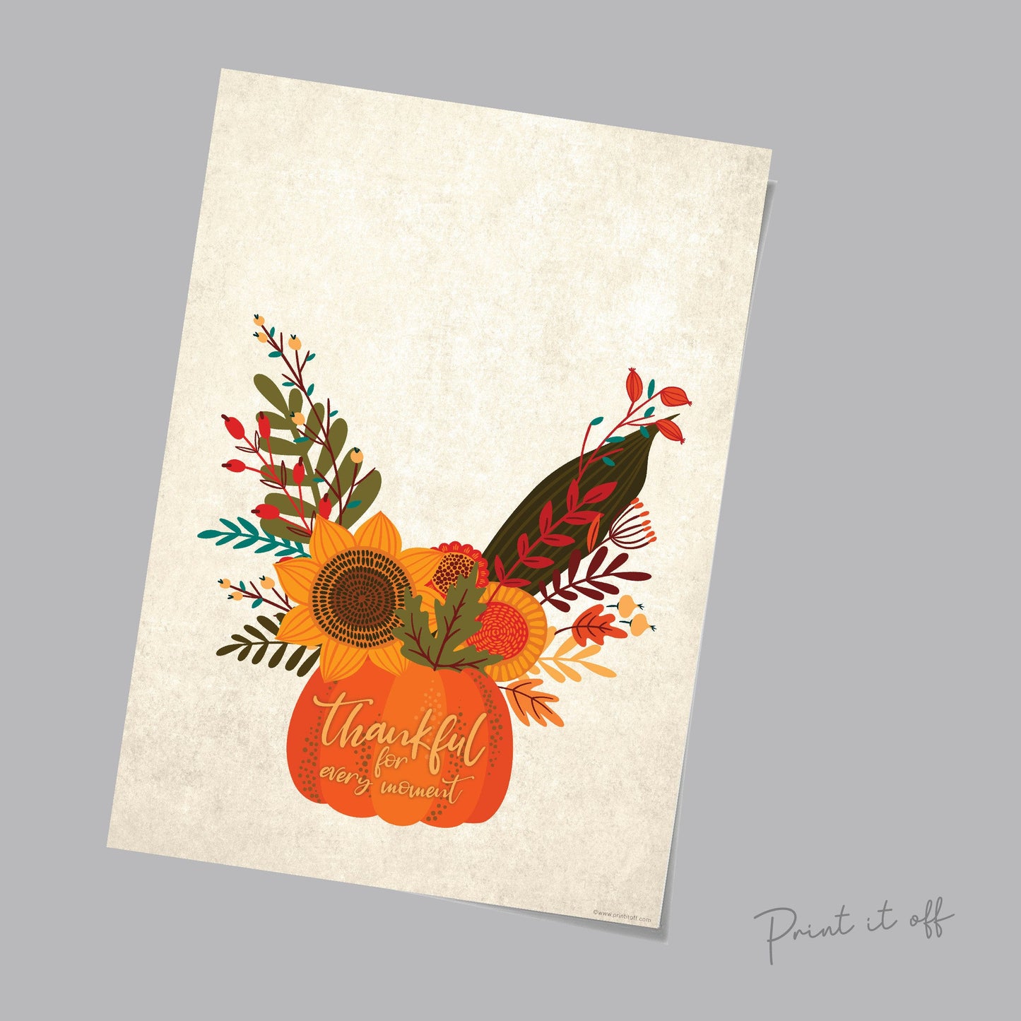 Pumpkin Flower Handprint Art / Autumn Thanksgiving Thankful / Child Kids Baby Toddler / DIY Memory Keepsake Craft Art Print Decor 0283