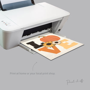 Pumpkin Flower Handprint Art / Autumn Thanksgiving LOVE / Child Kids Baby Toddler / DIY Memory Keepsake Craft Art Print Decor 0284