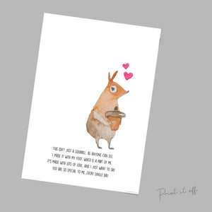 Squirrel Footprint Art Poem / Autumn Thanksgiving / Child Kids Baby Toddler Foot / DIY Memory Keepsake Craft Art / Print Gift Card 0286