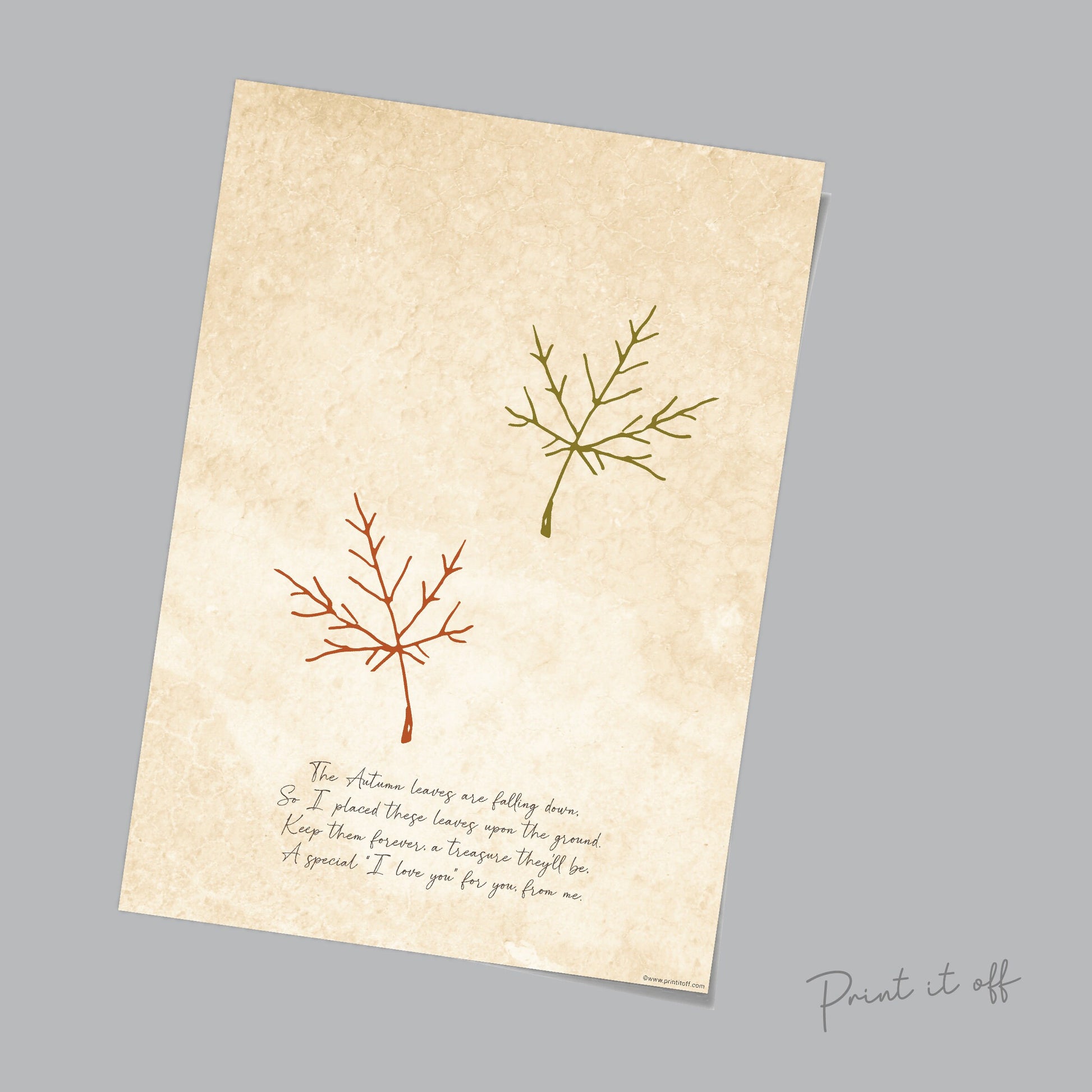 Autumn Poem / Handprint Art / Leaves Leafs Season / Thanksgiving / Child Kids Baby Toddler / Keepsake Gift Craft Art Print DIY 0256