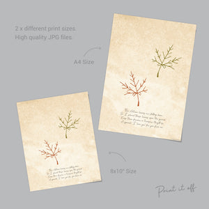 Autumn Poem / Handprint Art / Leaves Leafs Season / Thanksgiving / Child Kids Baby Toddler / Keepsake Gift Craft Art Print DIY 0256