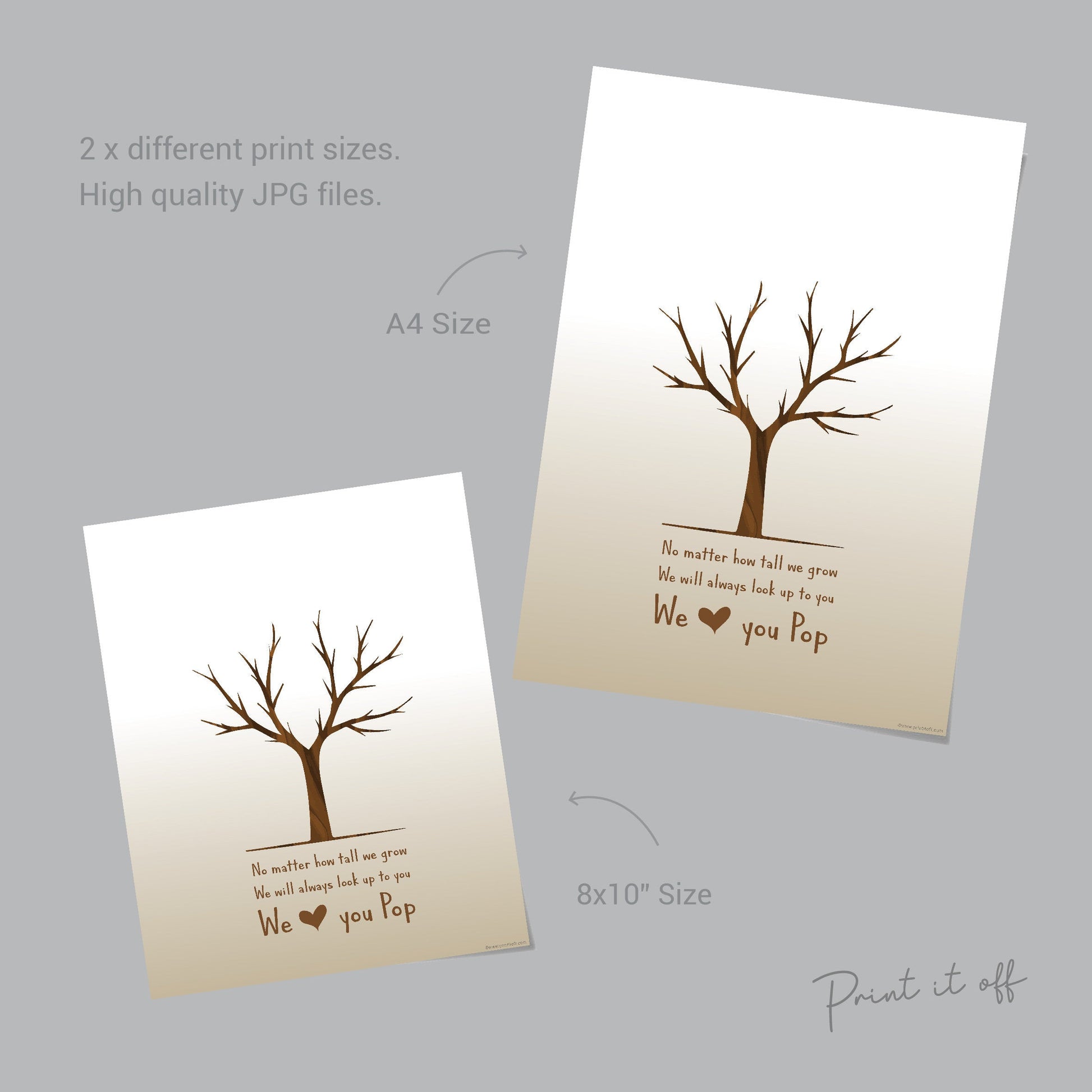 Handprint Art Craft / Pop Grandad / Fathers Day / Kids Baby Keepsake / No Matter How Tall We Grow / Tree Handprints / Printable Print 0022