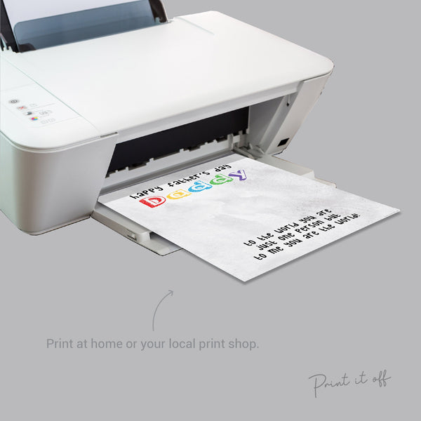 Daddy You Are The World / Handprint Keepsake / Happy Father's Day Card / Baby Toddler Kids / Keepsake Memory / Art Craft DIY Card Print 0075