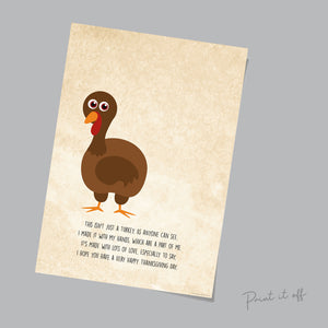 This Isn't Just A Turkey / Happy Thanksgiving Autumn / Handprint Art Craft DIY / Kids Toddler Baby Keepsake / Print Card 0124