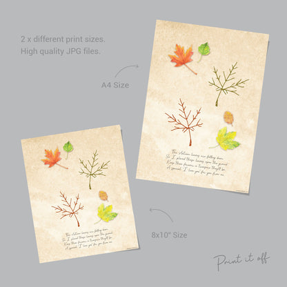 Autumn Poem / Handprint Art / Leaves Leafs Season / Thanksgiving / Kids Baby Toddler / Keepsake Gift Craft Art Print DIY 0275