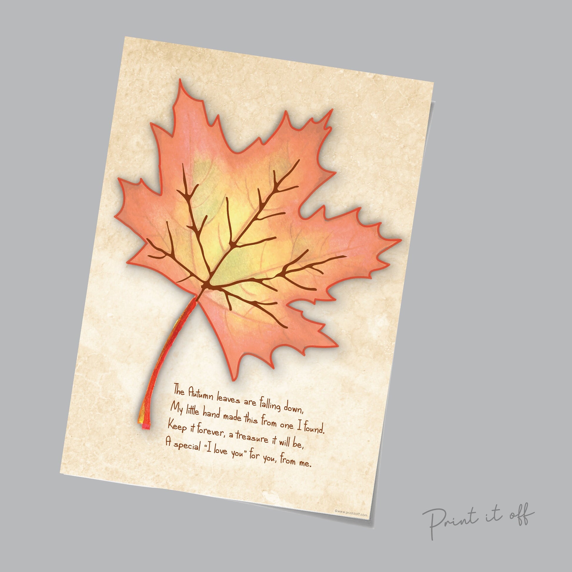 Autumn Leaf / Handprint Art / Leaves Leafs Season / Thanksgiving / Child Kids Baby Toddler / DIY Memory Keepsake Craft Art Print Decor 0301