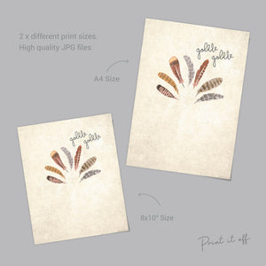 Turkey / Gobble Gobble / Footprint Handprint DIY Paint Art Craft / Thanksgiving Decor / Kids Baby Keepsake Memory / Print Download Card 0012