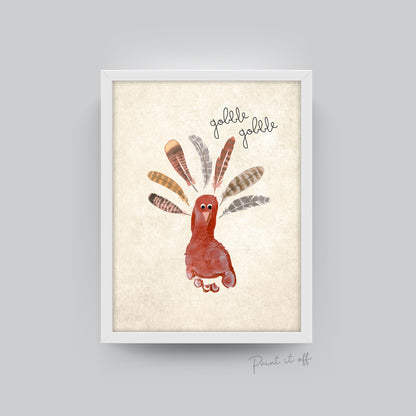Turkey / Gobble Gobble / Footprint Handprint DIY Paint Art Craft / Thanksgiving Decor / Kids Baby Keepsake Memory / Print Download Card 0012