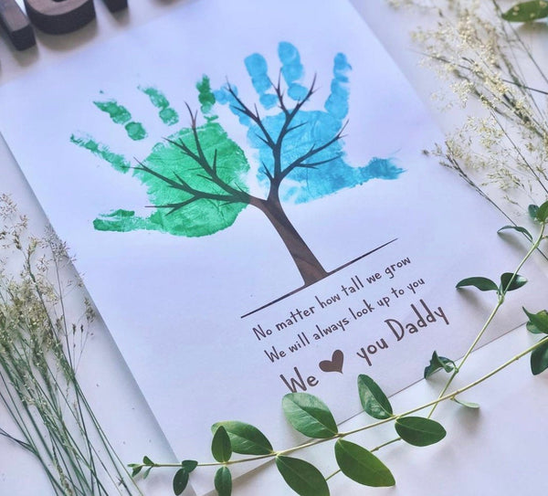 No Matter How Tall We Grow / Tree Handprint Art Craft / Fathers Day Daddy Dad / Kids Baby Toddler Keepsake / Print Card Gift Printable 0024
