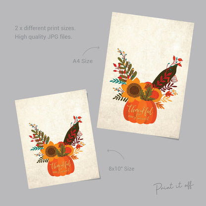 Pumpkin Flower Handprint Art / Autumn Thanksgiving Thankful / Child Kids Baby Toddler / DIY Memory Keepsake Craft Art Print Decor 0283