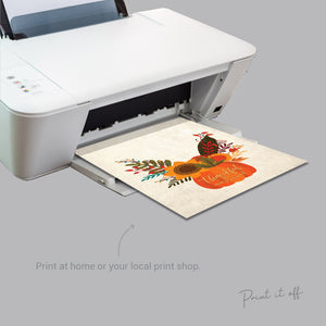 Pumpkin Flower Handprint Art / Autumn Thanksgiving Thankful / Child Kids Baby Toddler / DIY Memory Keepsake Craft Art Print Decor 0283