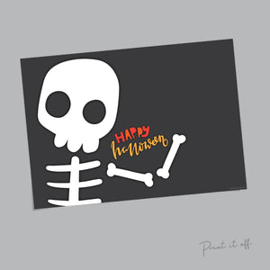 Halloween Art Craft / Footprint Handprint Art / Skeleton / Happy Halloween Sign / Kids Baby Toddler / Keepsake Memory DIY Card Print 0311