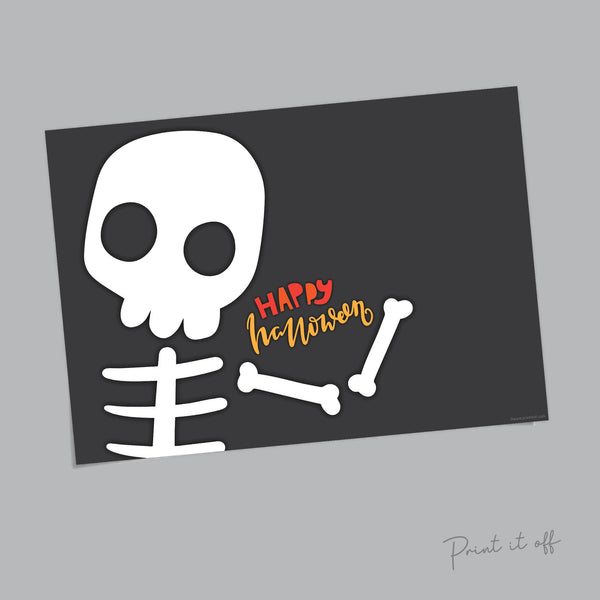 Halloween Art Craft / Footprint Handprint Art / Skeleton / Happy Halloween Sign / Kids Baby Toddler / Keepsake Memory DIY Card Print 0311