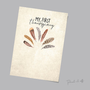 My First Thanksgiving / Happy Thanksgiving Turkey / Footprint Handprint Art Craft / Kids Baby Keepsake / Memory DIY Print Download 0122