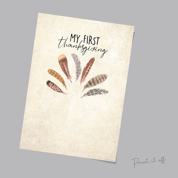 My First Thanksgiving / Happy Thanksgiving Turkey / Footprint Handprint Art Craft / Kids Baby Keepsake / Memory DIY Print Download 0122
