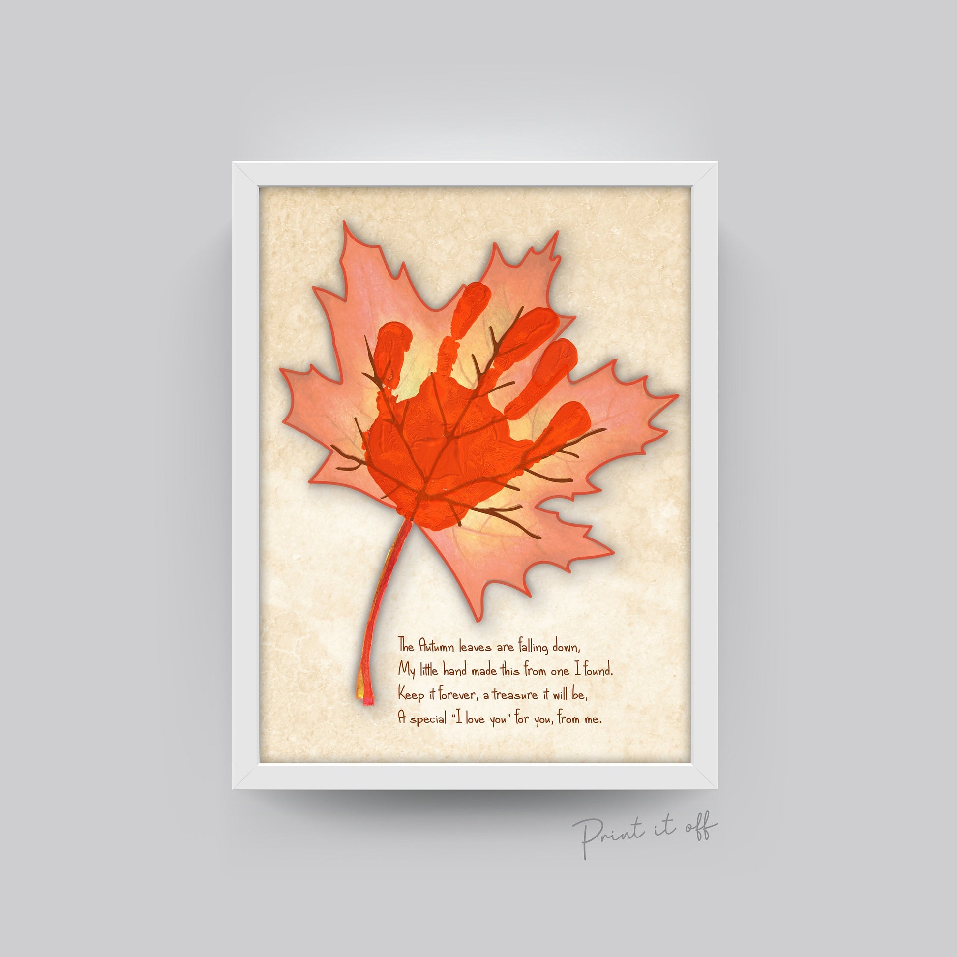 Autumn Leaf / Handprint Art / Leaves Leafs Season / Thanksgiving / Child Kids Baby Toddler / DIY Memory Keepsake Craft Art Print Decor 0301