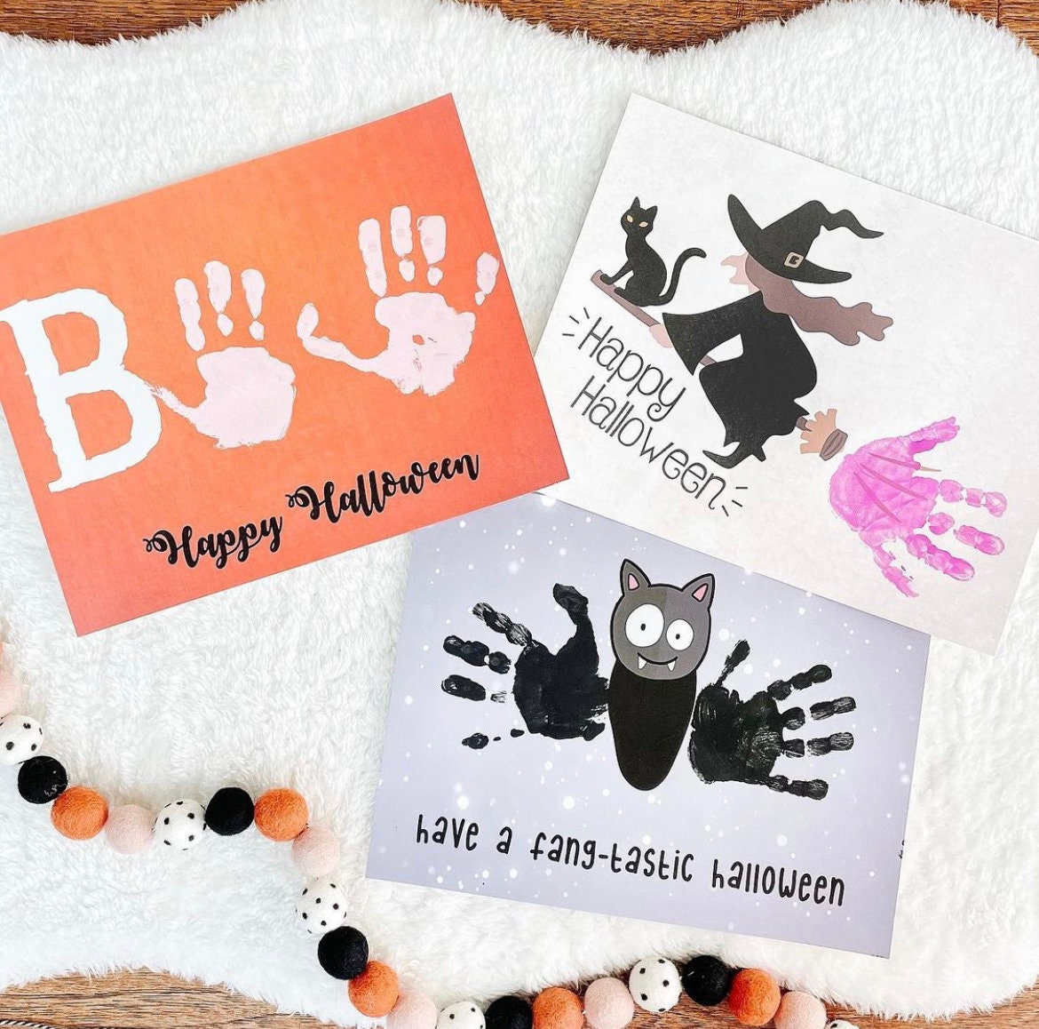 Boo Halloween Keepsake / Handprint Art Craft / Ghost / Happy Halloween / Baby Toddler Kid / Card Print DIY Sign 0026