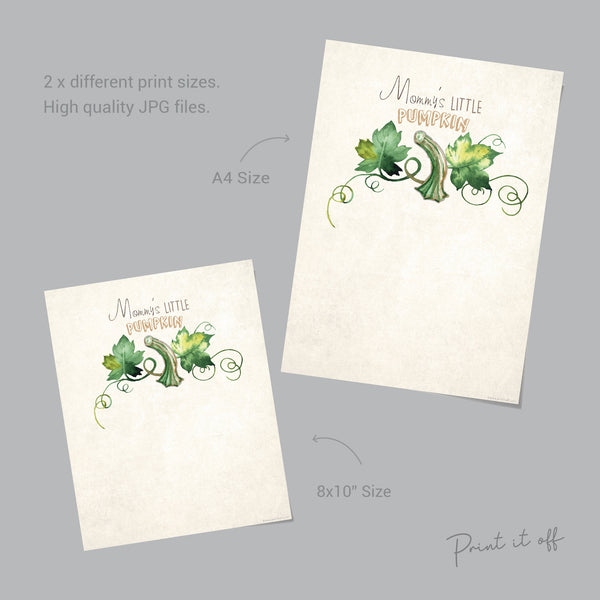 Mommy's Little Pumpkin / Footprint Feet Handprint / Halloween Art Craft / Kids Baby Toddler / Keepsake Memory Decor DIY Card Print 0317