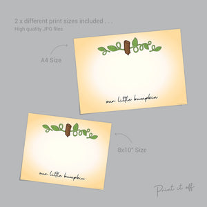 Baby Bumpkin Keepsake / Our Little Bumpkin / Pumpkin / Baby Toddler Bum Bottom / Halloween / Art Craft Print Decor 0073