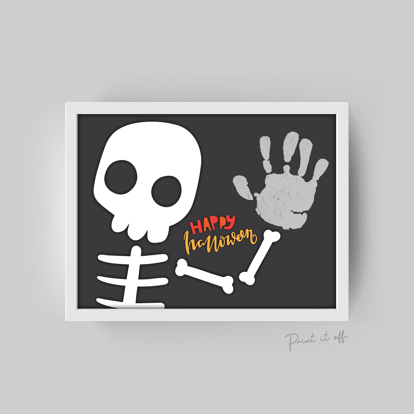 Halloween Art Craft / Footprint Handprint Art / Skeleton / Happy Halloween Sign / Kids Baby Toddler / Keepsake Memory DIY Card Print 0311