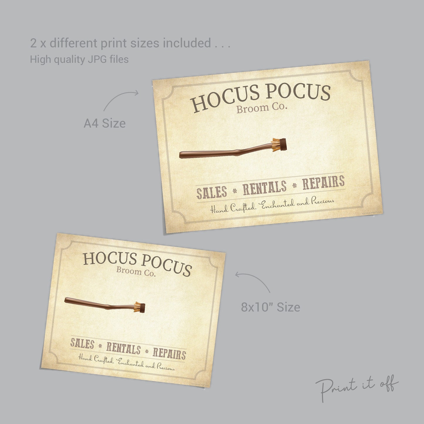 Hocus Pocus / Handprint Art Craft / Witch Broom Stick / Halloween Sign / Kids Baby Toddler / Keepsake Memory DIY Card Print 0324