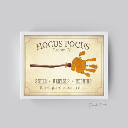Hocus Pocus / Handprint Art Craft / Witch Broom Stick / Halloween Sign / Kids Baby Toddler / Keepsake Memory DIY Card Print 0324