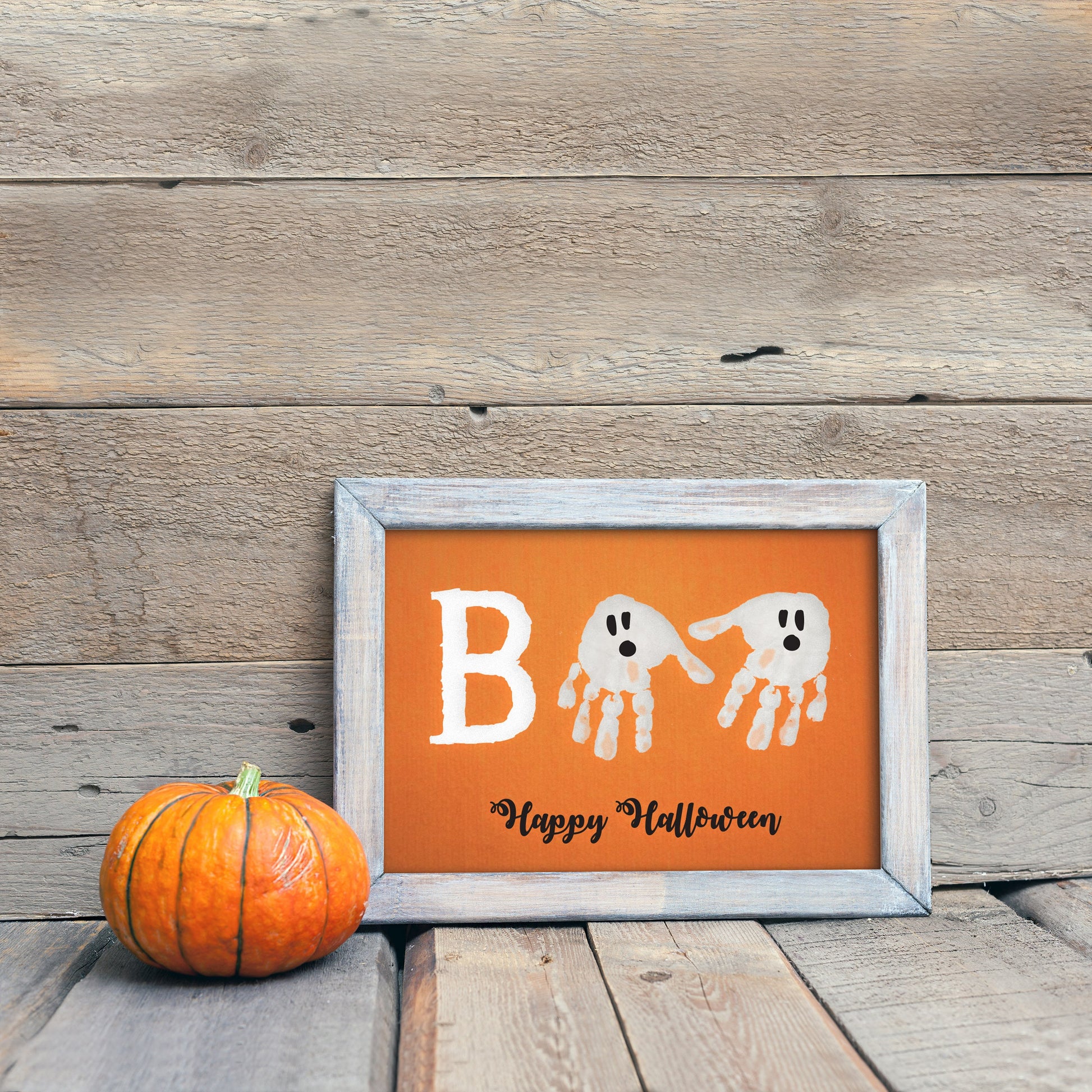 Boo Halloween Keepsake / Handprint Art Craft / Ghost / Happy Halloween / Baby Toddler Kid / Card Print DIY Sign 0026