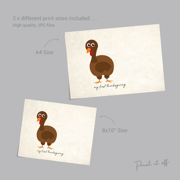 My First Thanksgiving / Happy Thanksgiving Turkey / Handprint Art Craft / Kids Toddler Baby Keepsake / Printable Print DIY Memory Card 0126