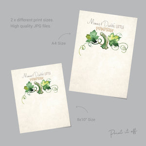 Mommy and Daddy's Little Pumpkin / Footprint Feet Handprint / Halloween Art Craft / Kids Baby Toddler / Keepsake Memory Decor DIY Print 0318