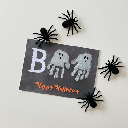 Halloween Keepsake / Handprint Art / Boo Happy Halloween / Baby Toddler Kid / Footprint Art Craft / Card Print Printable 0056
