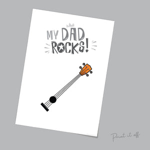 Handprint Art Craft / My Dad Rocks / Father's Day Birthday / Kids Baby Toddler / Keepsake Memory Craft DIY Card / Print Card 0328