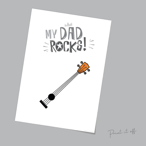 Handprint Art Craft / My Dad Rocks / Father's Day Birthday / Kids Baby Toddler / Keepsake Memory Craft DIY Card / Print Card 0328