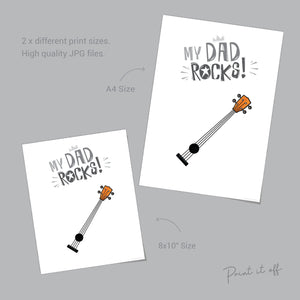 Handprint Art Craft / My Dad Rocks / Father's Day Birthday / Kids Baby Toddler / Keepsake Memory Craft DIY Card / Print Card 0328