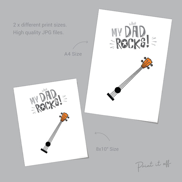 Handprint Art Craft / My Dad Rocks / Father's Day Birthday / Kids Baby Toddler / Keepsake Memory Craft DIY Card / Print Card 0328