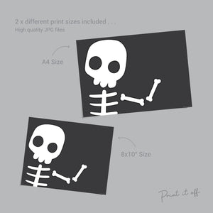 Halloween Art Craft / Footprint Handprint Art / Skeleton / Halloween Sign / Kids Baby Toddler / Keepsake Memory DIY Card Print 0311