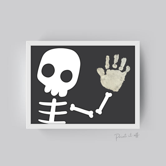 Halloween Art Craft / Footprint Handprint Art / Skeleton / Halloween Sign / Kids Baby Toddler / Keepsake Memory DIY Card Print 0311